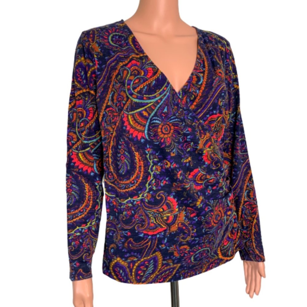 Coldwater Creek Classic Long Sleeve Wrap Top Small